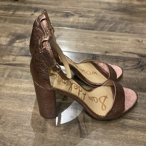 Sam Edelman Yaro Rust Pink Metallica Heels 8 - Picture 3 of 7